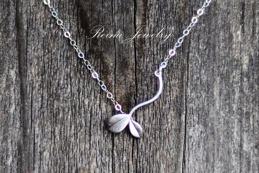 Silver Baby Bud Leaf Necklace
