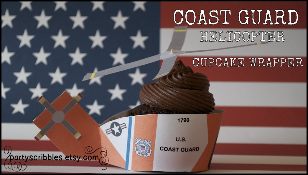 Coast Guard Helicopter Cupcake Wrappers with Rotor Toppers Il_170x135