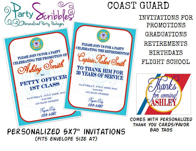 Invitation & Thank You Card Set for Coast Guard Promotions, Retirements, Graduations Il_170x135