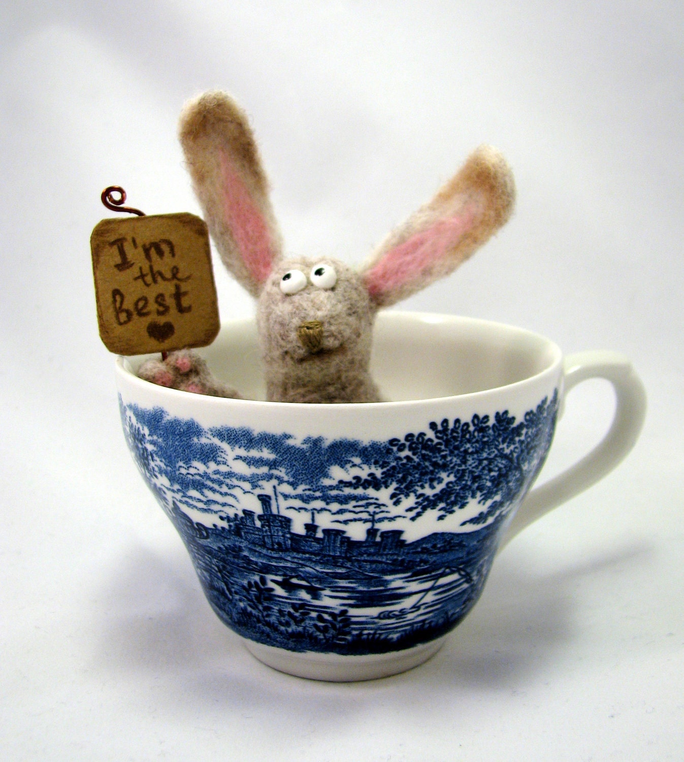 Needle Felted - Bunny, I'm the best in a gift box, Easter Bunny - Soft Sculpture, OOAK