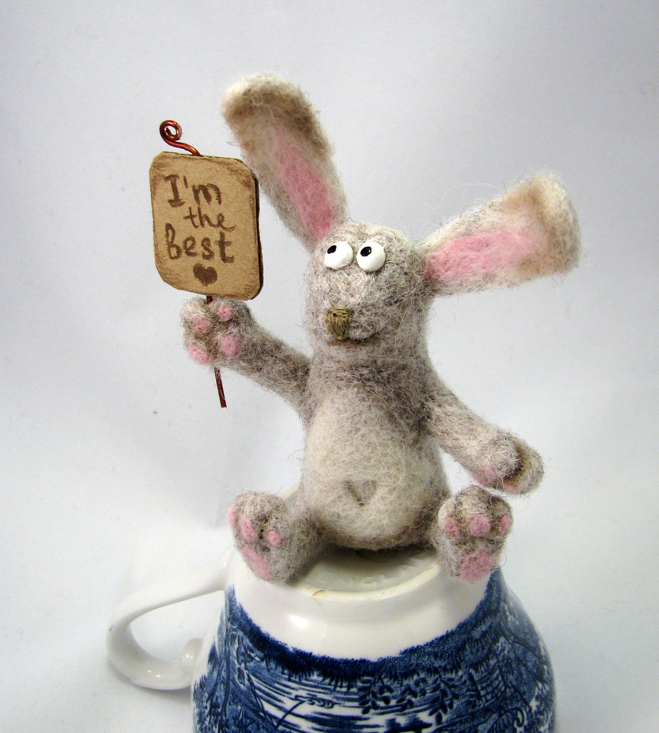 Needle Felted - Bunny, I'm the best in a gift box, Easter Bunny - Soft Sculpture, OOAK