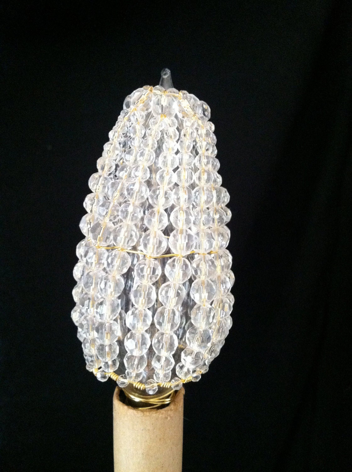 Glass Beaded Bulb Cover w/ Gold Wire