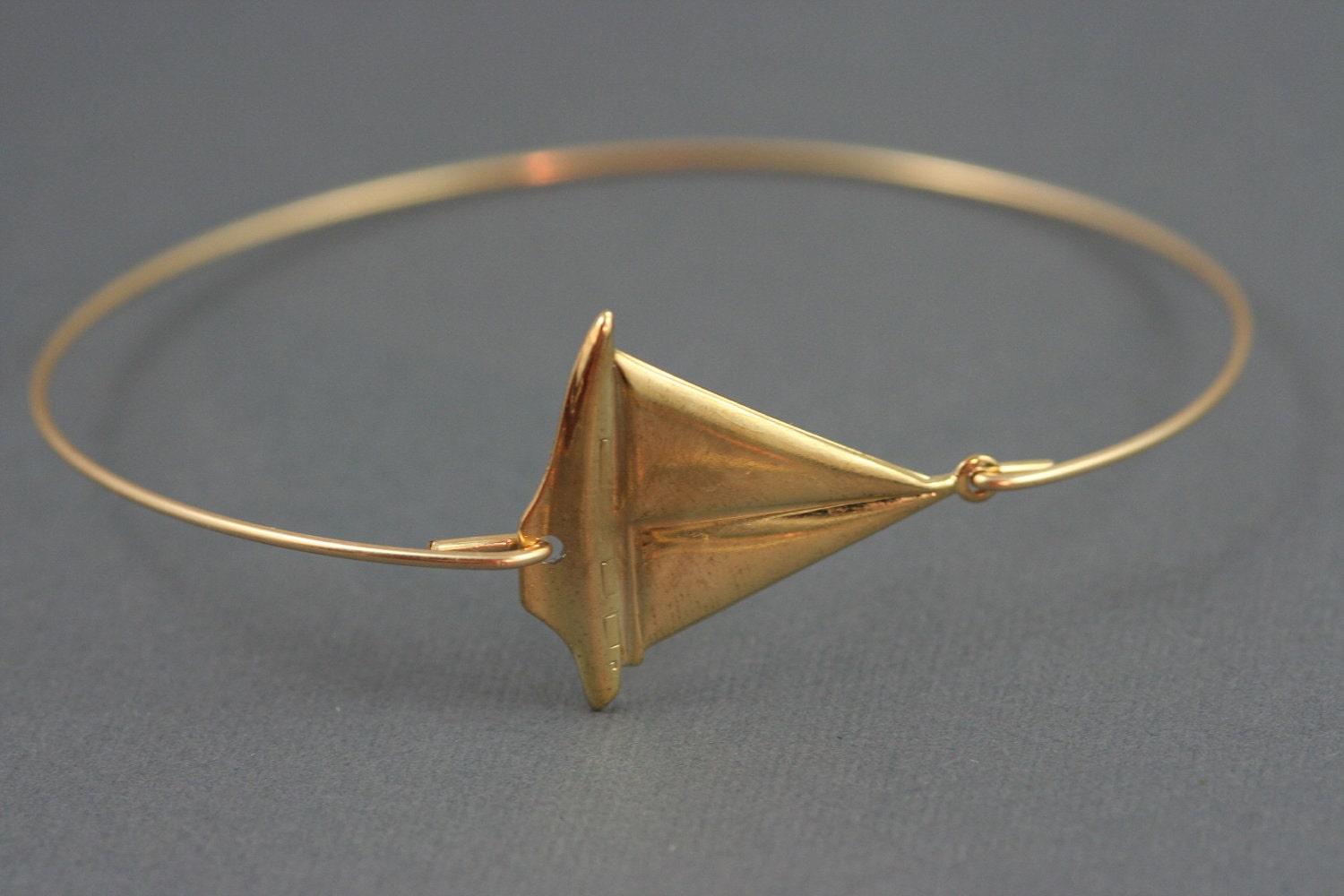 Gold sailboat modern thin bangle bracelet Nautical simplychic93