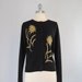 RESERVED / vintage cardigan / beaded cardigan / black / gold / flowers / large