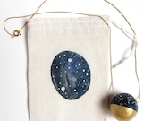 Constellation necklace - night sky - stars - gold dipped - astrology print - gift set - zodiac - navy black gold white - charity - oneeyeddog
