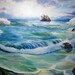 Ahab Sails The Seven Seas, Ocean Art, Captain Ahab, Dan Leasure Oil, 36 x 24 in. Framed