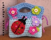 Girls Bag / Purse with Ladybug and Flowers , Crochet Pattern PDF,Easy, Great for Beginners,  Pattern No. 17