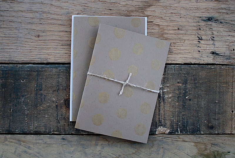 polka dot blank notecard set. copper.