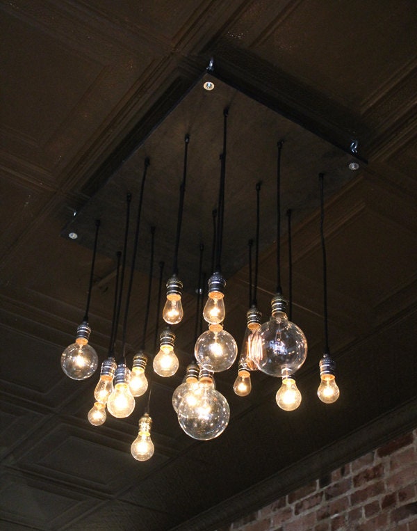 Custom Urban Chandelier with vintage bulbs
