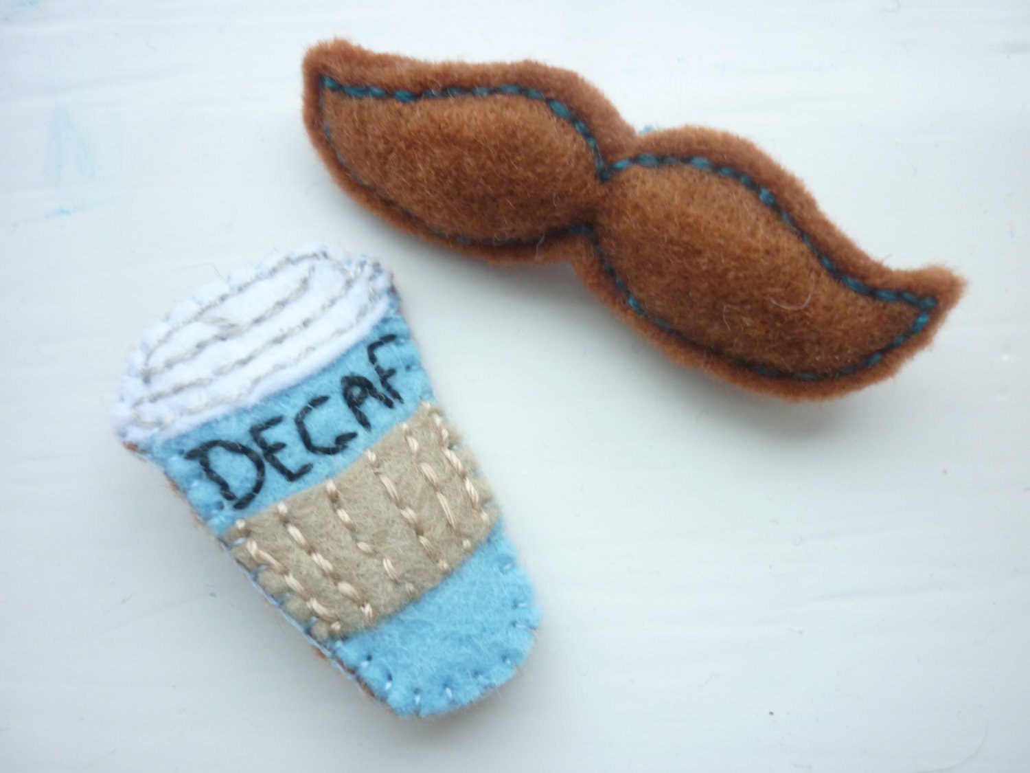 Tom Hiddleston MTV 'Wendy' Mustache and Decaf Coffee Felt Brooches