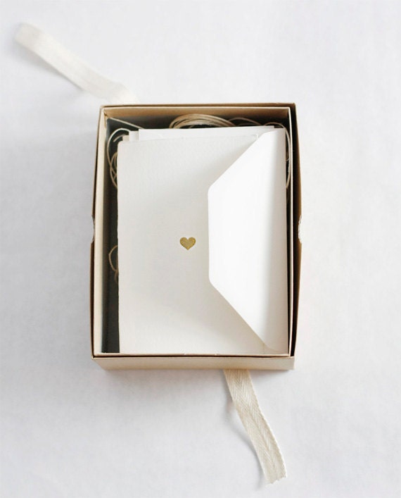 Hand-printed heart of gold stationery set