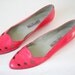 Pappagallo Cut Out Hot Pink Flats Fuschia Size 9 1/2 - 10 Narrow Made In Spain Vintage 80s - 90s
