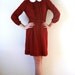 Peter Pan Collar Dolly Dress Wine Red Estimated Small to Medium Vintage 70s