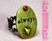 Steampunk Loving Heart adjustable ring, Always love