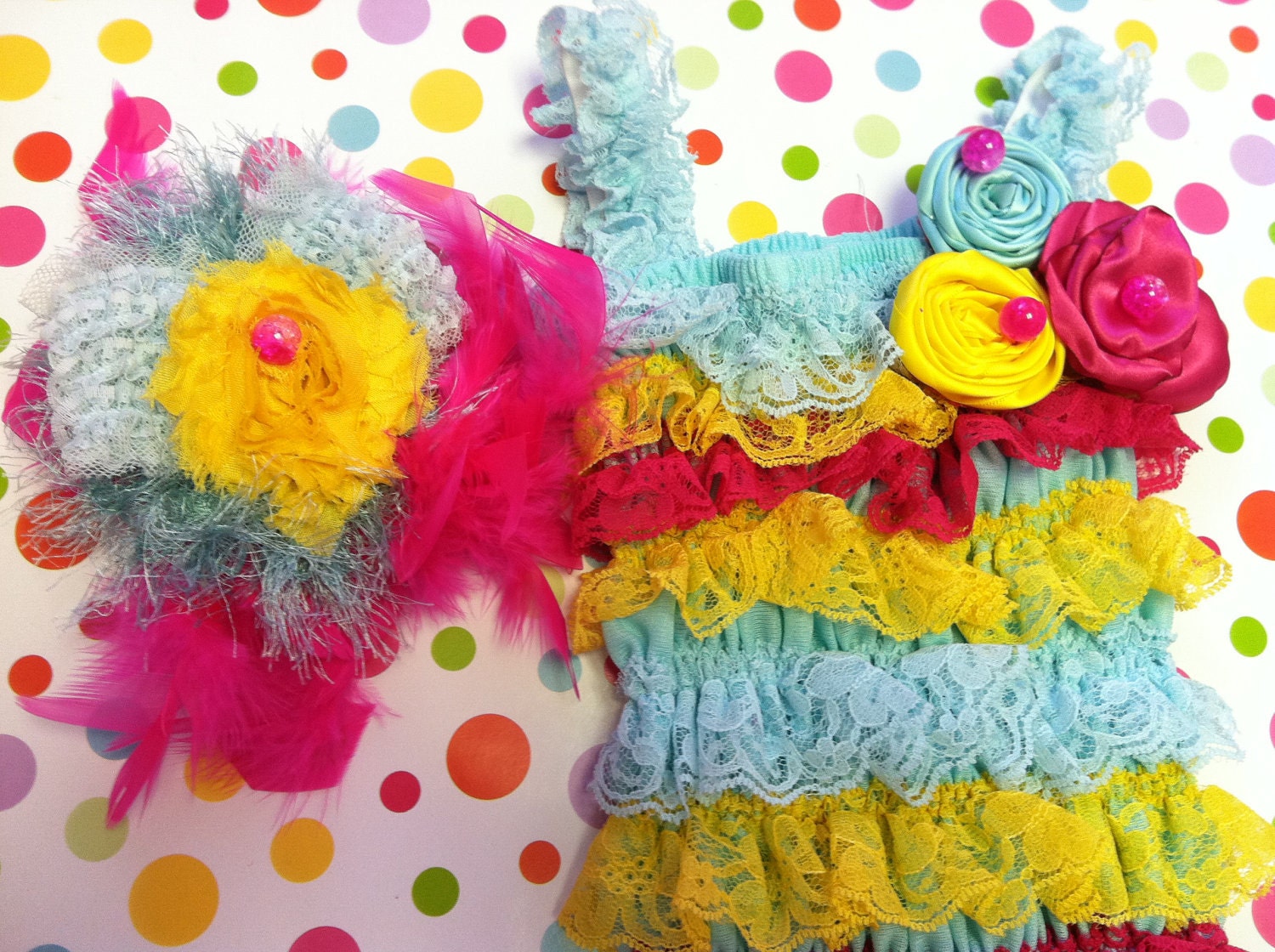 Day at the Beach Petti Lace Romper Set Size 5-6yrs