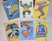 Vintage Superhero Sampler Tags/Cards/Journaling - Set of 6