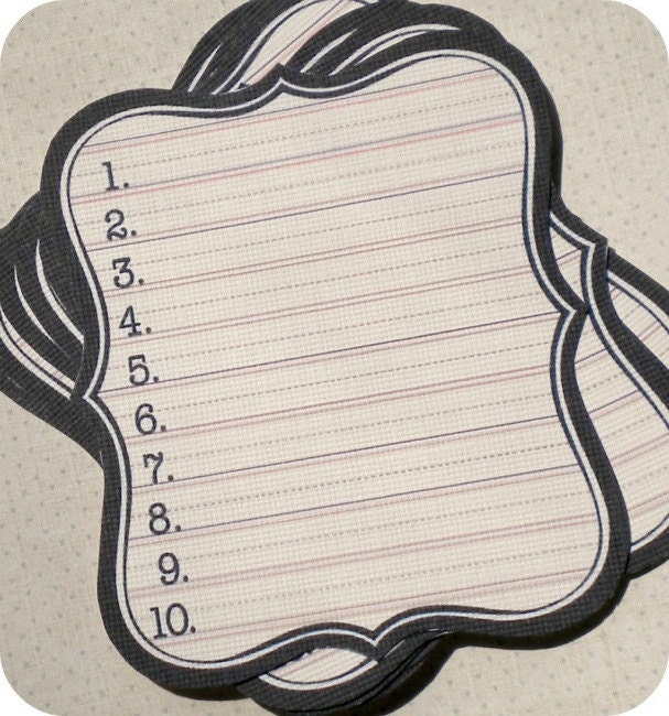 Make A List Tags/Cards/Journaling - Set of 6 - Note Cards - Journaling Spot - Tags