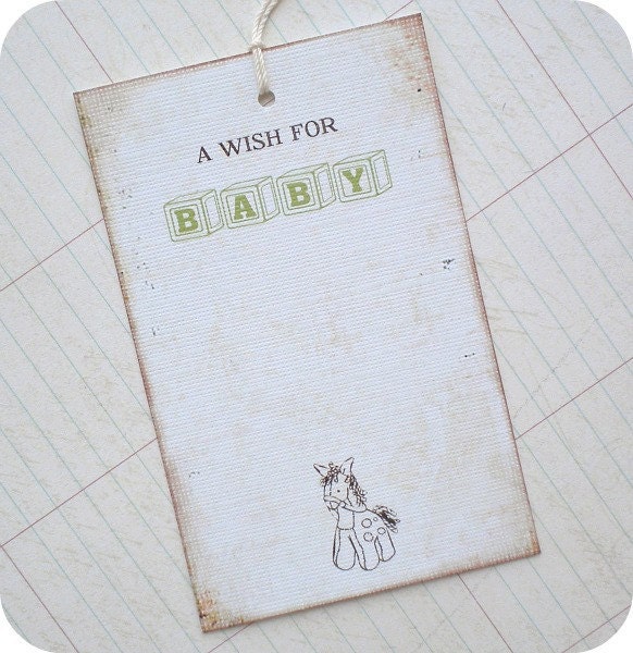 Baby Shower Wish Tree Tags - Any color - Vintage Inspired - Cottage Chic - Set of 12 - Weddings, Escort Cards, Showers, Favors