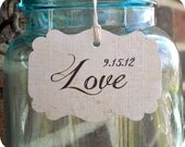 Personalized Wedding Shower Love Favor Tags - Vintage Inspired - Cottage Chic - Set of 10 - Weddings, Escort Cards, Cupcake Toppers, Showers