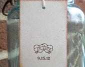 Personalized Wedding Shower Favor Tags - Vintage - Cottage Chic - Hearts - Set of 12 -  Escort Cards Cupcake Toppers