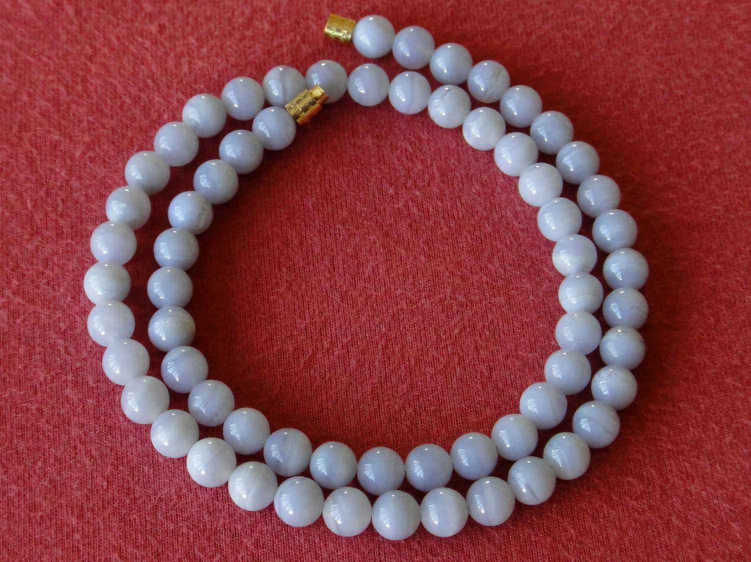 Genuine Natural Blue Lace Agate Necklace 6mm 16 inches Grade 'A' Stone MapenziGems