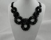 CLEARANCE PRICED  Women's Beaded Necklace bugle beads black button clasp elegant