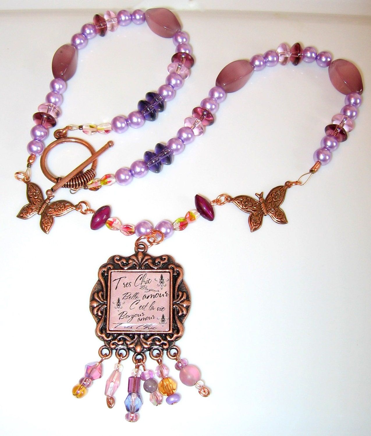 Papillon French Pendant Necklace