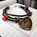 Copper Splash Red Heart Charm and Leather Multistrand Bracelet