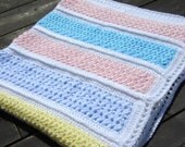 Baby Blanket Rainbow Pastels Crocheted