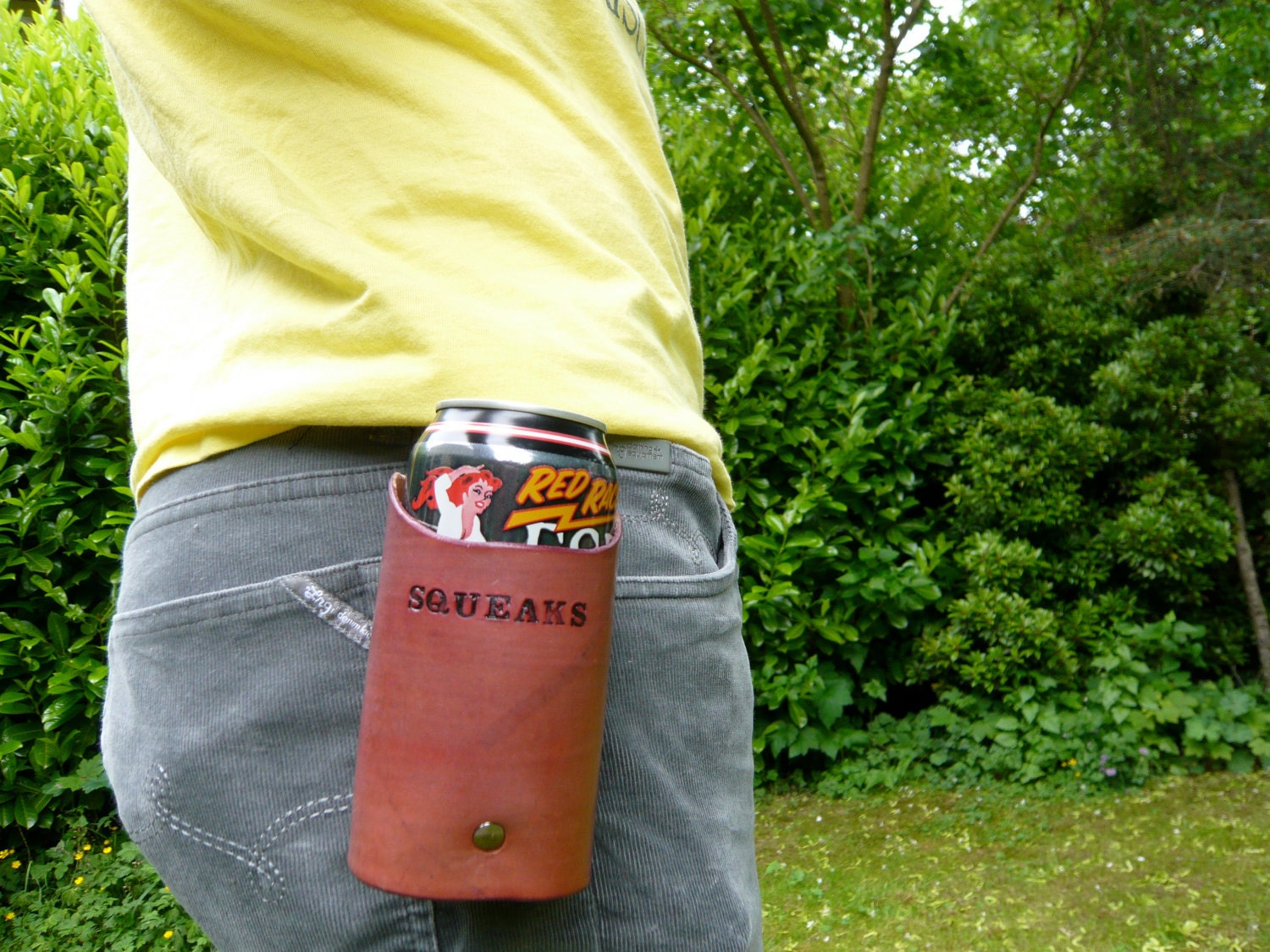 Leather beer drink holster