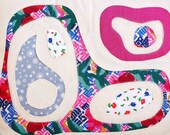 Decorative Patchwork Pillow, Cotton canvas, appx. 14"x16" / 36x42cm, 100% good quality cotton fill