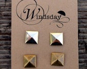 Pyramid Stud Earrings Set of Two Pairs