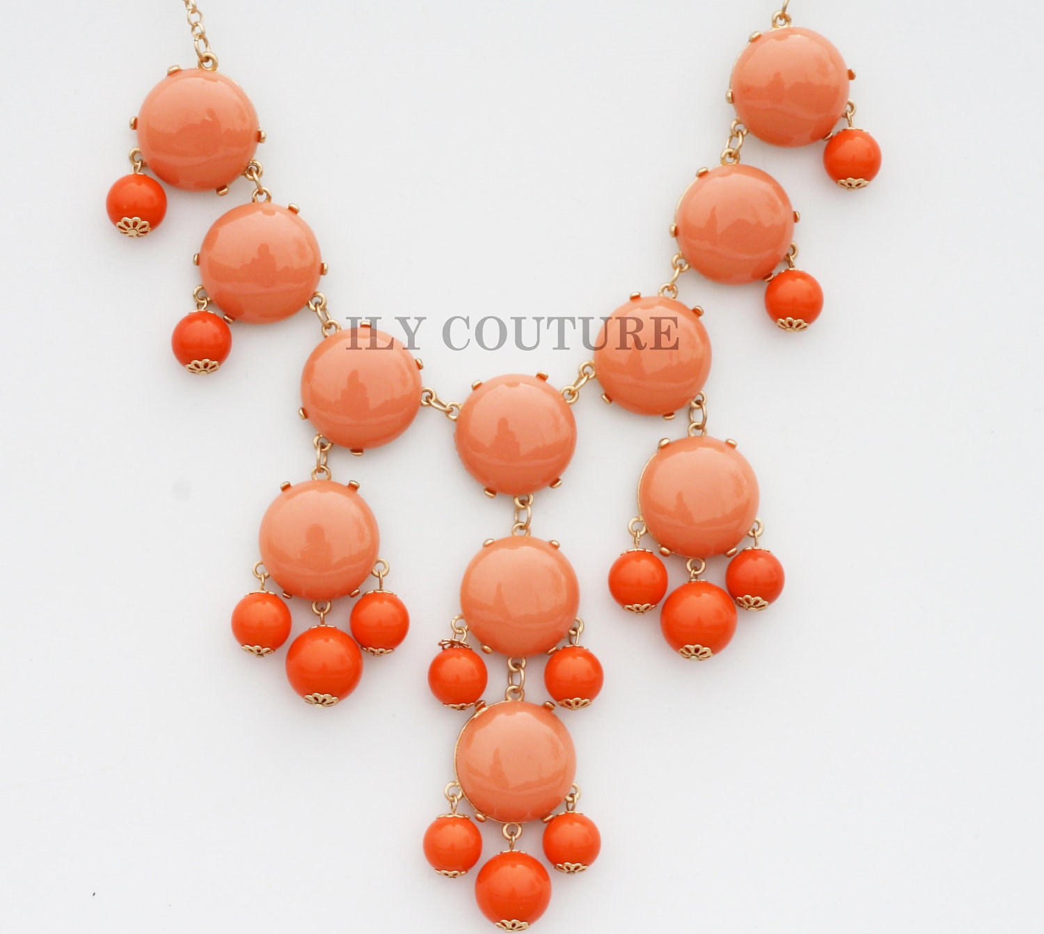 Orange - Coral Bauble Statement Necklace