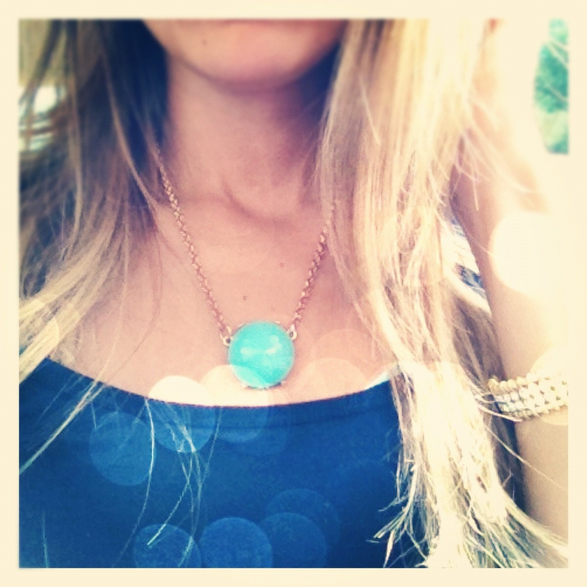 Turquoise Single Drop Bubble Pendant