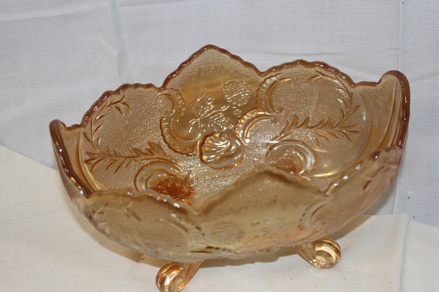 Items similar to Carnival Glass Fruit Bowl Amber color Fruit Bowl