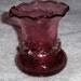 Vintage Cranberry Swirl Glass Vase Mauve Art Glass Cup Ruffled Edges Bubble Glass
