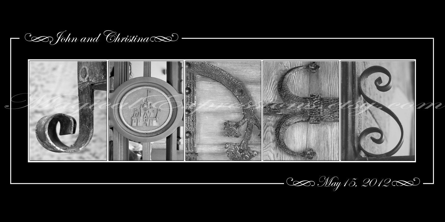 Last Name Customized Walt Disney World ((Alphabet Photography Letter Art Print)) 10 by 20