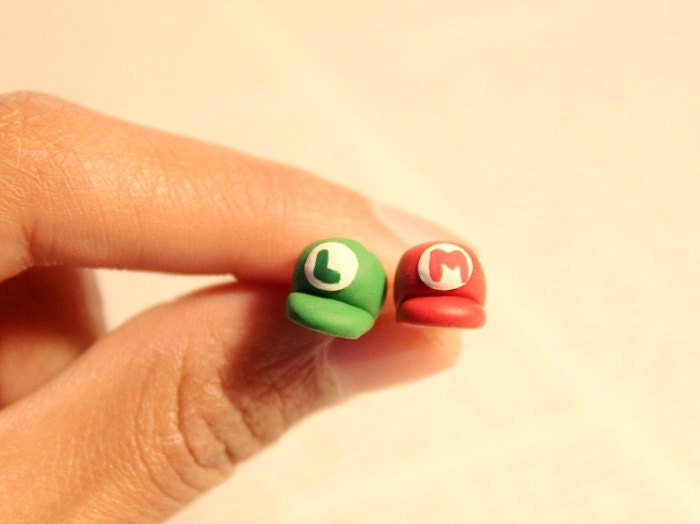Super Mario and Luigi Hat Polymer Clay Earrings