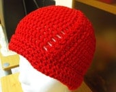 Handmade crochet red beanie hat