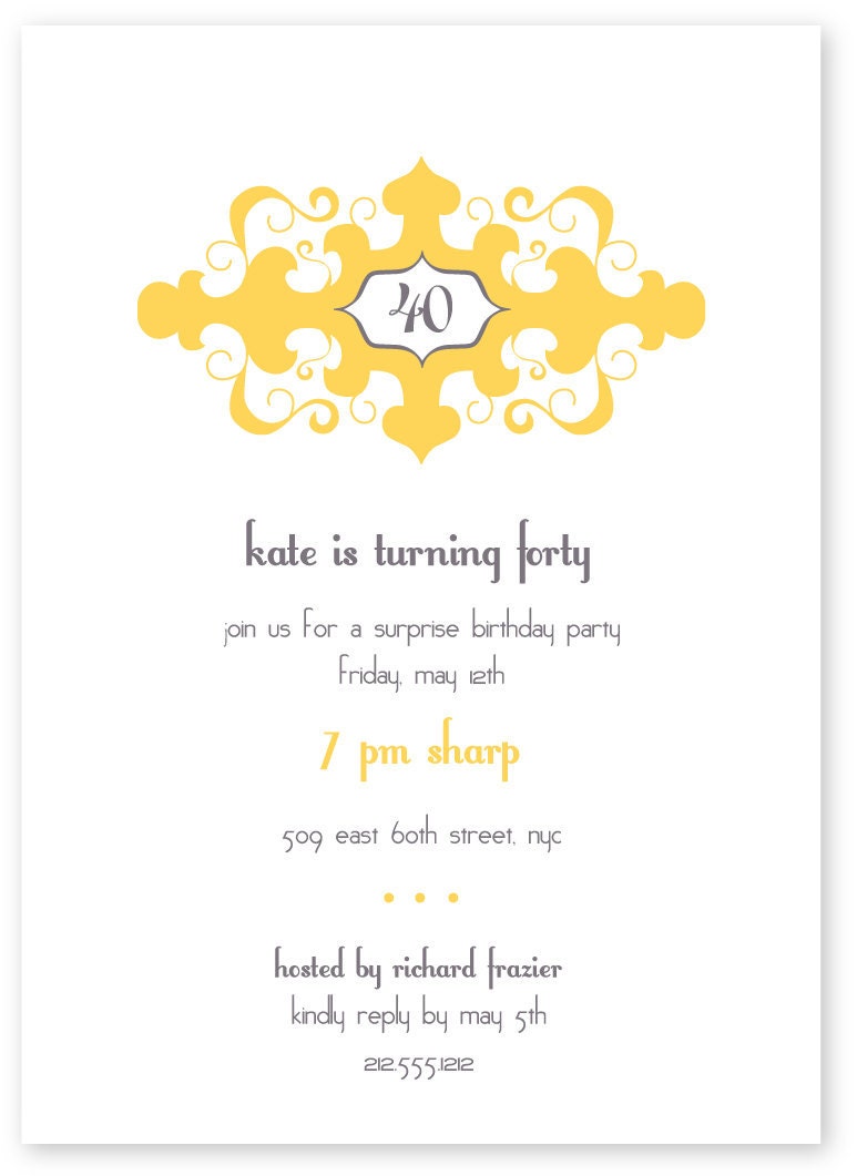 Printable Birthday Party Invitation - Swirl Frame