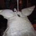 April Birthday Cupcake Angel White/Transparent Diamond Fabric Doll Ornament Handmade OOAK