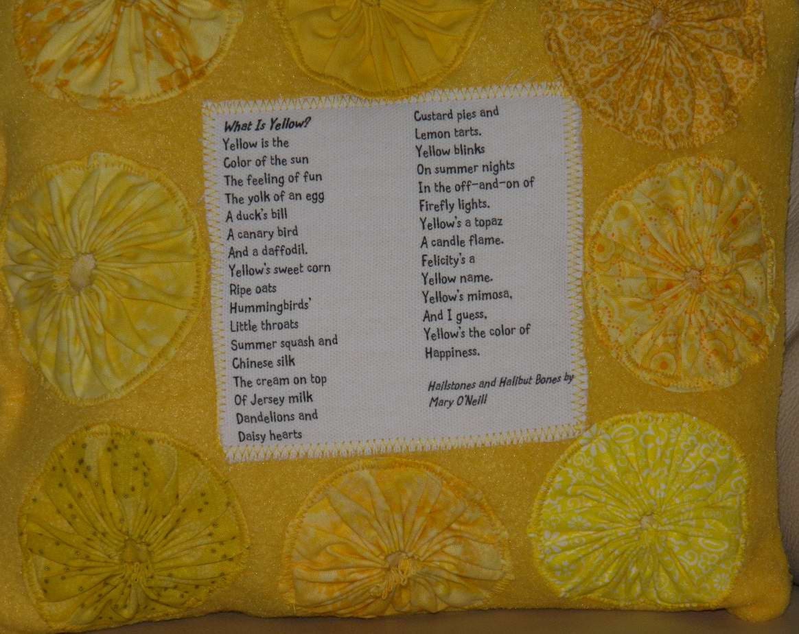 Yellow Pillow Poem What Is Yellow Poetry Book Hailstones and Halibut Bones ONeill Handmade OOAK