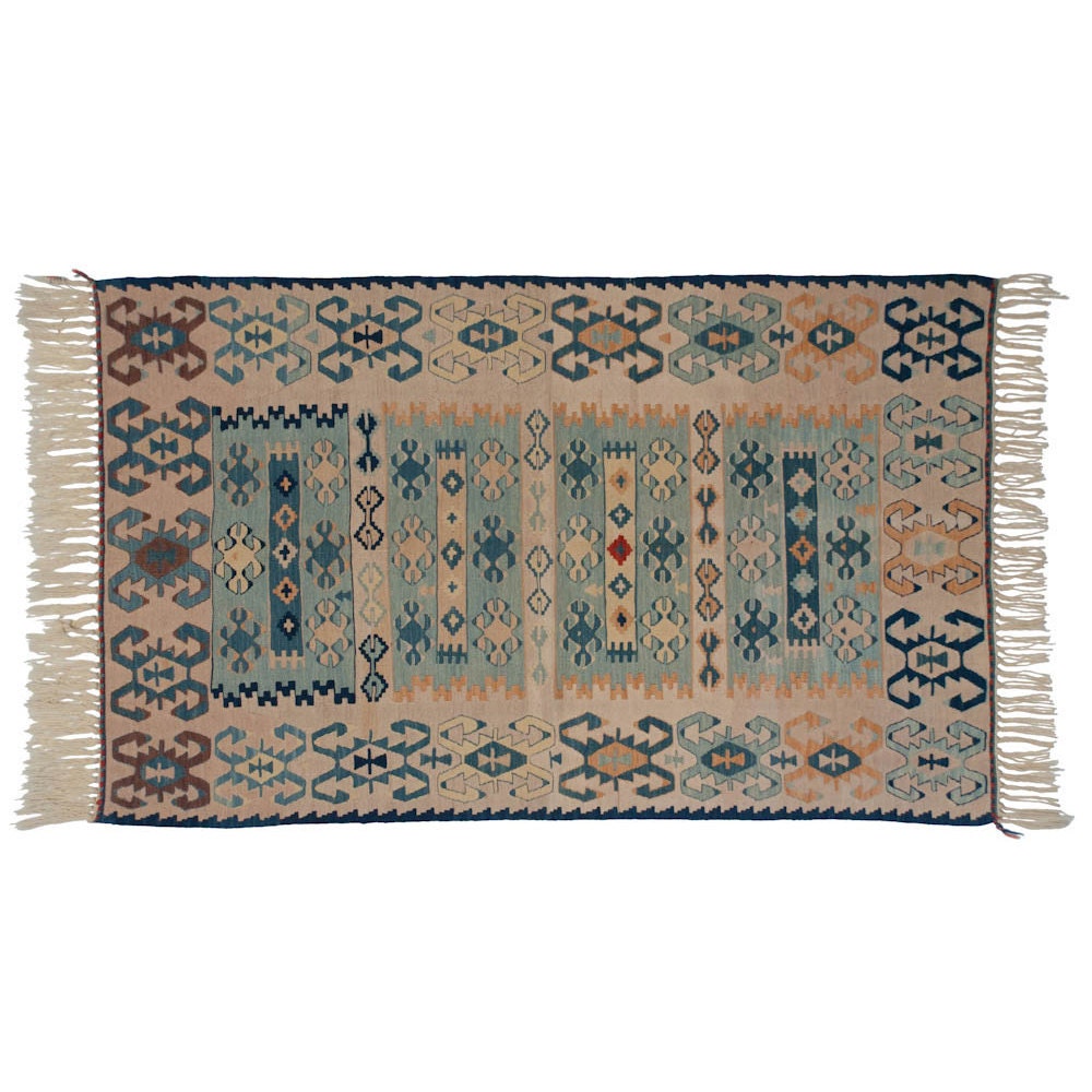 Kilim Rug 3x5 Vegetable Dyed - Light Blue