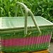 Lined Wicker Picnic Basket with Dishes Shabby Cottage Chic