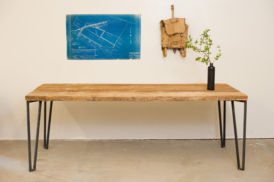 SALE - Beautiful Reclaimed Pine - 5' Table - Salvaged Wood and Solid Steel Legs