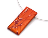 Artistic Pendant Necklace - OOAK Polymer Clay Necklace - Tangerine, Orange, Crimson, Pearl  - Prince Of Orange - JagnaB