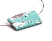 Mint Green Pendant Necklace, Abstract Pendant In Polymer Clay - JagnaB