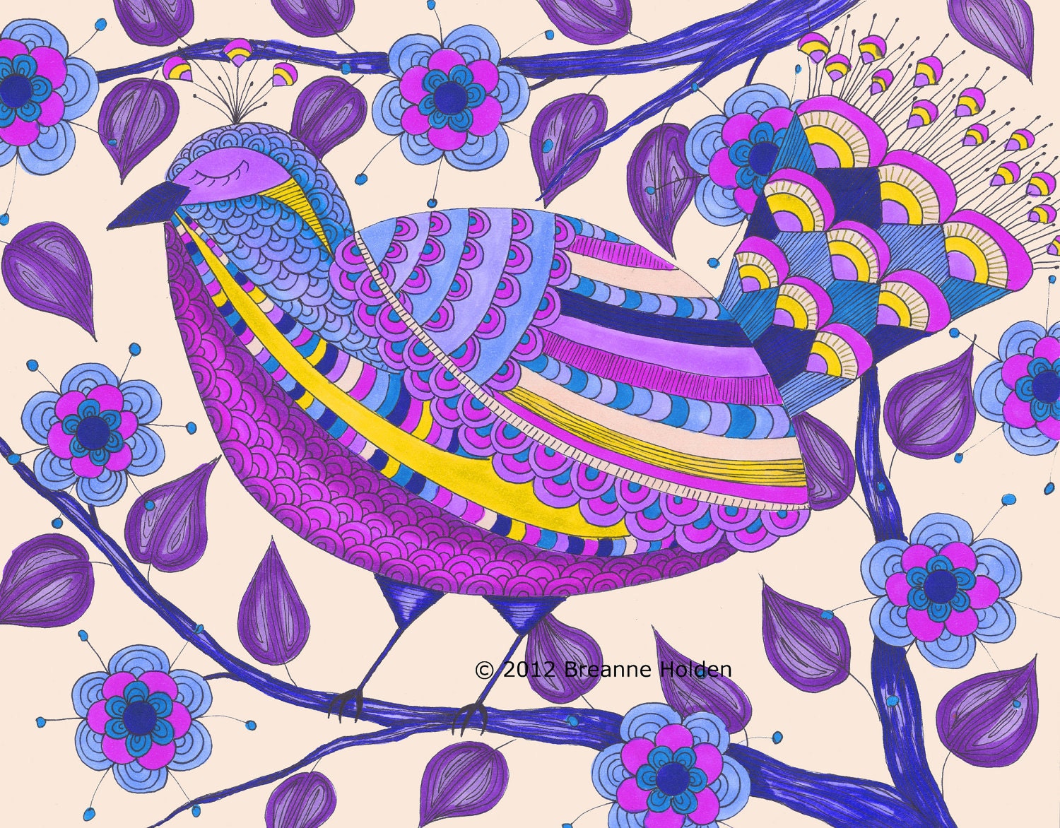 Whimsical Bird Illustration Painting Archival Print 8 X 10 "Lily"