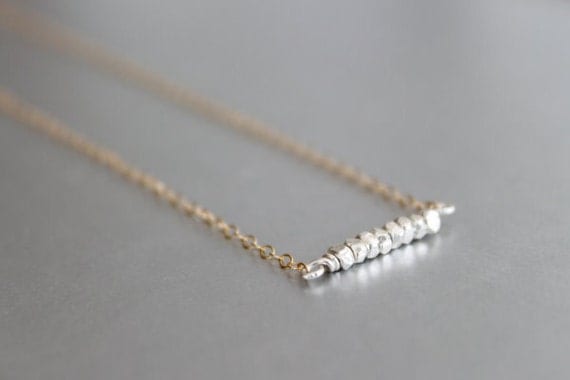 Silver and Gold Necklace - Mixed Metals, 14k Gold Filled & Sterling Silver Necklace, Metalic Diamond Cut Sterling Pendant, Statement, Dainty