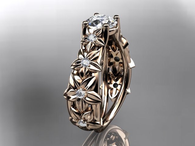 14kt  rose gold diamond floral wedding ring,engagement ring ADLR149